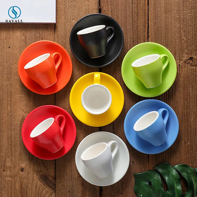 Amberall HoReCa — ensemble de tasses et sous-tasses, en porcelaine, personnalisé, couleurs de haute qualité, style de style café, Design en vrac, pour l'hôtel