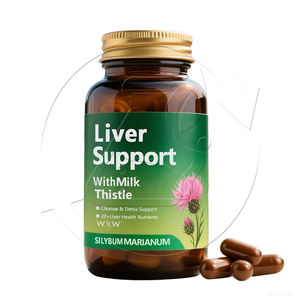Soporte de etiqueta privada Limpieza del hígado Desintoxicación Suplemento alimenticio Orgánico Vegano Cardo Mariano Dihidromiricetina Cápsulas para la resaca - Product Image 1