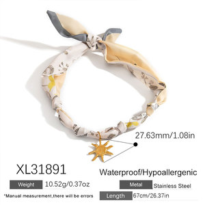 Collares de moda de verano al por mayor, de acero inoxidable 316L, chapados en oro PVD de 14k y 18k, con diseño de pañuelo hawaiano colorido para mujer - Product Image 5