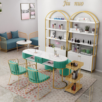 Table et chaises de manucure modernes de luxe en gros, tables à ongles professionnelles avec plateau en marbre, mobilier de salon de beauté personnalisé pour les ongles
