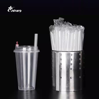 Pailles en plastique transparentes individuelles en gros de 190 mm et 230 mm pour jus glacé et thé à bulles