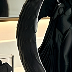 Statue d'ange voilée noire imprimée en 3D, sculpture gothique ailée pour la décoration de bureau et de la maison - Product Image 5