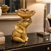Bol décoratif éléphant en résine sculptée, figurine animale, porte-bijoux, porte-clés, plat à bonbons, centre de table pour table basse