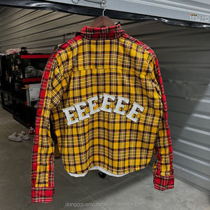 <span class=keywords><strong>Camicia</strong></span> Casual oversize da uomo stile Streetwear personalizzato a manica lunga Patchwork a <span class=keywords><strong>doppio</strong></span> strato - Product Image 3