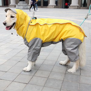 Chien Vêtements Vêtements Pluie Neige Manteaux Imperméables Imperméables 4 Quatre Jambes Imperméable Chiens Adorables À Capuche Costumes pour <span class=keywords><strong>Golden</strong></span> Récupérer - Product Image 4