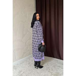 Cardigan en tricot boutonné lilas pour femme, décontracté, à manches longues, anti-boulochage, manteau pull tricoté, vêtement d'extérieur tendance - Product Image 1