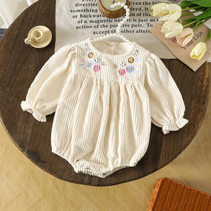 Combinaison en velours côtelé <span class=keywords><strong>pour</strong></span> bébé de 0 à 24 mois, manches longues, broderie florale, poignets à volants, body <span class=keywords><strong>pour</strong></span> bébé, tenue mignonne <span class=keywords><strong>pour</strong></span> <span class=keywords><strong>nouveau</strong></span>-<span class=keywords><strong>né</strong></span>, vêtements <span class=keywords><strong>pour</strong></span> fille - Product Image 2