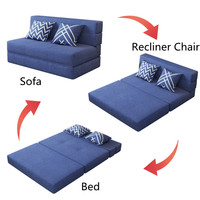 Futón Plegable Multiusos, Sofá Cama Individual Extraíble de Tela Económico para Día y Noche