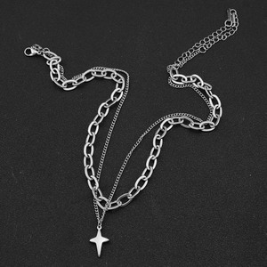 New Simple Niche Design Titanium Steel Double Layered <b>Cross</b> Pendant Necklace Silver Plated Unisex's Necklaces Wholesale Jewelry - Product Image 4