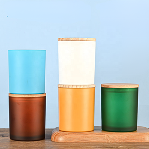 200ML Empty Brown Color Glass Memorial Candle Holder <strong>Cup</strong> for Wedding Home Decoration with Wooden Lid - Product Image 3