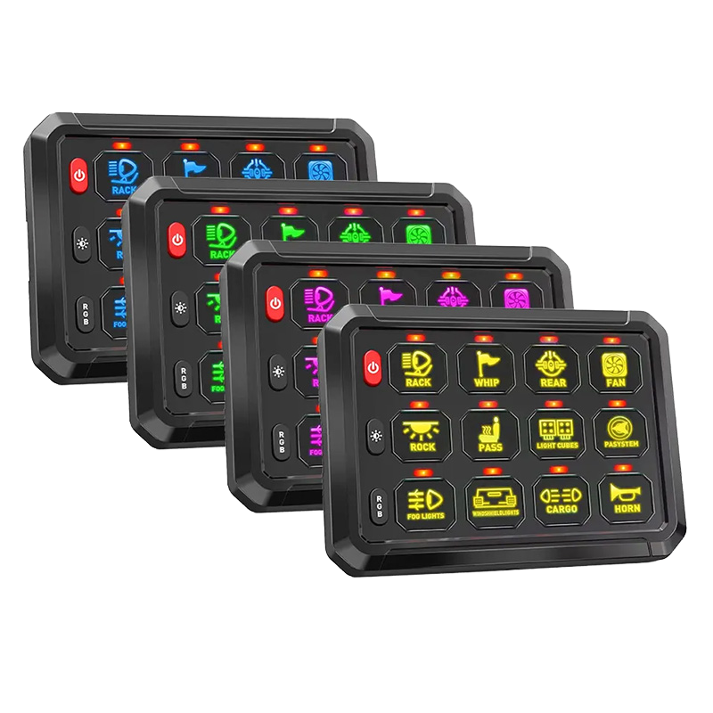 Распродажа, 12 В RGB, 8-канальная панель переключателя 4x4, Универсальная панель переключателя для экскаватора, внедорожных автомобилей, лодок, автобусов, новое состояние