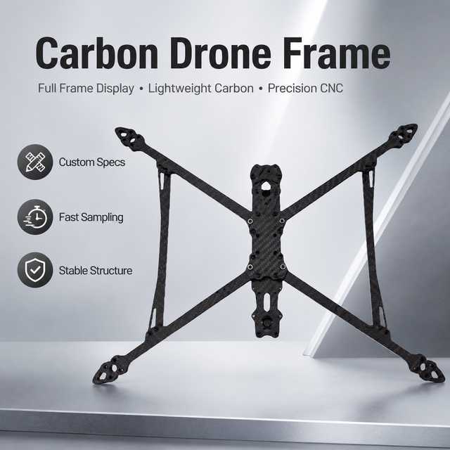 OEM Carbon Fiber Long Range Drone Frame 3K CNC Cut X Geometry Airframe Plate Custom Specs for UAV Kit Assembly