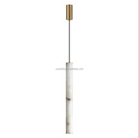 Lustre en albâtre naturel d'Espagne, restaurant, bar, chambre à coucher, chevet, luxe minimaliste, bande cylindrique, lampes décoratives pour la maison.