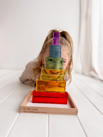 Sur mesure exclusif Lucite arc-en-ciel blocs d'escalier acrylique lumière jouer blocs de cristal haute Transparent solide tige cuboïde jouet bloc