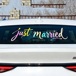 Adesivi in Vinile per <span class=keywords><strong>Auto</strong></span> Personalizzati con Scritta Artistica "Just Married" in PVC, Adesivi Personalizzati per Matrimonio - Product Image 3