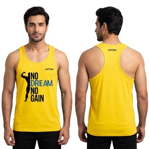 Débardeur de sport tricoté respirant jaune pour homme, faible MOQ, gilet de fitness, vêtement de musculation et d'entraînement athlétique - Product Image 1