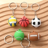 Porte-clés personnalisé tendance : pendentif ballon de basket, porte-clés ballon de football, porte-clés ballon de tennis 3D en silicone et PVC