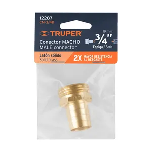Connettore per Tubo Maschio da 3/4" in Ottone Massiccio, BOX 6, TRUPER - Product Image 2