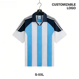 Conjunto de Pantalones y Camisetas de Fútbol Personalizadas Unisex con Franjas, Uniforme del Equipo de <span class=keywords><strong>Argentina</strong></span>, Impresión por Transferencia de Calor, Poliéster de Secado Rápido - Product Image 1