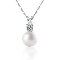 Collier Chrétien en Argent Sterling 925 avec Perles d'Eau Douce, Perles Coquillages Géométriques, Chinoiserie Haut de Gamme, Moissanite et Plaqué Rhodium