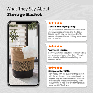 Cesta de almacenamiento de alta calidad, cesta de Manta tejida de cuerda de algodón multifuncional plegable <span class=keywords><strong>para</strong></span> limpiar juguetes <span class=keywords><strong>para</strong></span> el salón - Product Image 6