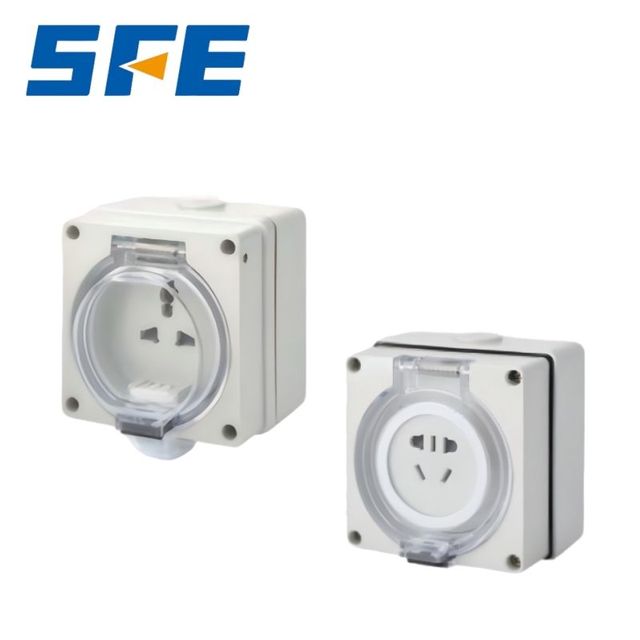 SFE SF-56510S/56515S 10A 210-240V  3Pin Transparent Cover Plate Universal Electrical Socket Waterproof Load Isolation Switch