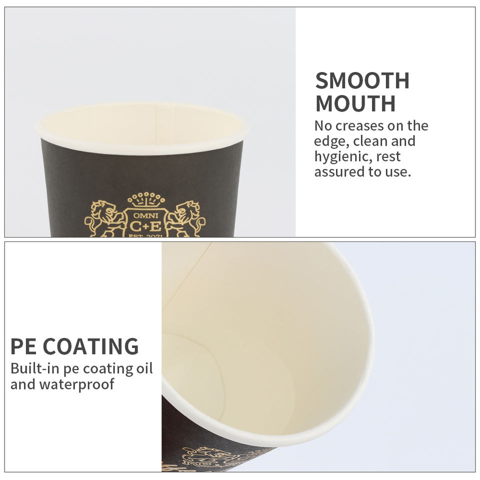 Disposable custom black paper coffee take out cups with printed logo