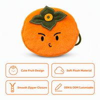 Porte-monnaie en peluche kaki personnalisé OEM ODM, mignon, en forme de fruit, sac de rangement souple, pochette Kawaii, cadeau promotionnel avec fermeture éclair