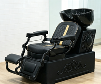 Chaise de lavage professionnelle pour salon de coiffure, confort premium, entièrement inclinable, motif gaufré