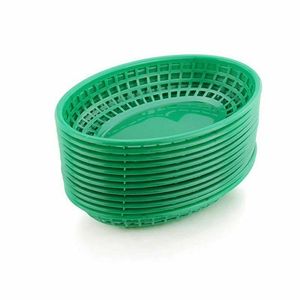 12 قطعة من البلاستيك خدمة سريع سلة غذاء أحمر أسود همبرغر الخبز صينية مطعم - Product Image 3
