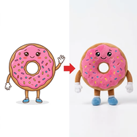 Peluche personnalisée en forme de beignet de boulangerie, en tissu à double teinte, création sur mesure selon un dessin exclusif fait main