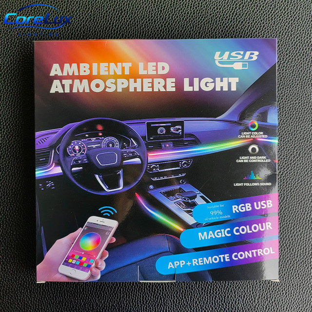 APP  Car Ambient LED Strip Kit RGB-IC Music Sync Interior Atmosphere Light Dashboard Door Trim Universal SUV Sedan