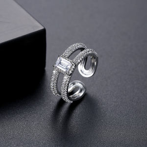 LUOTEEMI 90S Cristal À La Mode Doigt Zircon De Luxe Punk Bijoux Iced Out Géométrique Carré Pierre Femme Anneau - Product Image 4