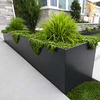 Jardinière en métal, grande jardinière rectangulaire avec trous de drainage et revêtement antirouille, jardinière moderne pour l'extérieur/l'intérieur