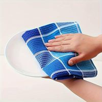 Waffle Weave Plaid Cotton Tea Towel Super Absorbent Lint Free Kitchen Dish Cloth for Household Restaurant Daily Cleaning Use