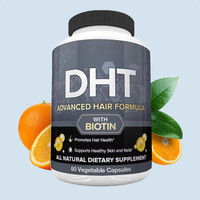 Complément alimentaire pour la perte de cheveux chez l'adulte, marque privée OEM, bloqueur de DHT, biotine, capsules végétaliennes, 60 capsules/flacon