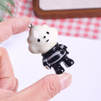 Nouveaux pendentifs animaux en résine mignons, accessoires DIY pour porte-clés et breloques de sac, pendentifs éléphant et ours 3D peints par pulvérisation