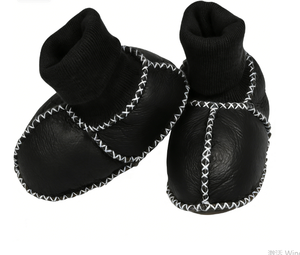 Scarpine Invernali Calde in Pelle di Pecora per Neonati, Antiscivolo con Suola Morbida e Fodera in <span class=keywords><strong>Pelliccia</strong></span>, Scarpette per Bambini con Risvolto Lavorato a Maglia per Gattonare - Product Image 5
