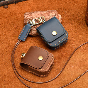 <strong>Crazy</strong> Horse Genuine Leather Case for Apple AirPods Pro Vintage Style Open Closure Wireless <strong>Earphone</strong> Cover - Product Image 1