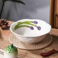 Service de table en céramique personnalisé pour Pâques, assiettes à dîner, bols à salade, vaisselle en porcelaine fine avec motifs de légumes en relief, pour la décoration