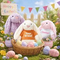 Lapin en peluche personnalisé de 25 cm avec logo, lapin de Noël personnalisé avec vêtements, chapeaux et t-shirts pour soulager le stress, rembourré de coton PP