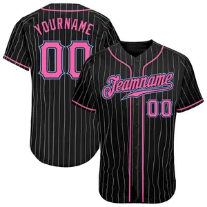 Vêtements de baseball à fines rayures vente en gros maillot de chemises de baseball haut de gamme maillot de fan de baseball personnalisé