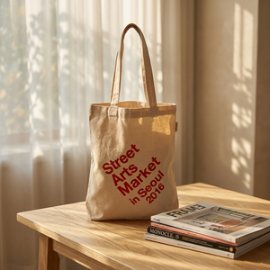 Sac fourre-tout en toile de coton personnalisé Minh Ha, petite taille, réutilisable, avec fermeture éclair, imprimé à points, pour usage quotidien et shopping, vente en gros - Product Image 1