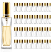 Flacons vaporisateurs de parfum de 10 ml, flacons atomiseurs en verre rechargeables, mini flacons de parfum à fine brume avec bouchons dorés, idéaux pour les voyages