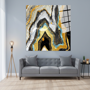 Elegant Printed <b>Canvas</b> Artwork: Black & Gold Accent Decor,TEMPERED GLASS ART - Product Image 2