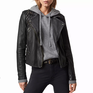 Veste en cuir pour femme, style mode, tricotée, respirante, hiver 2026, vintage, style motard - Product Image 1