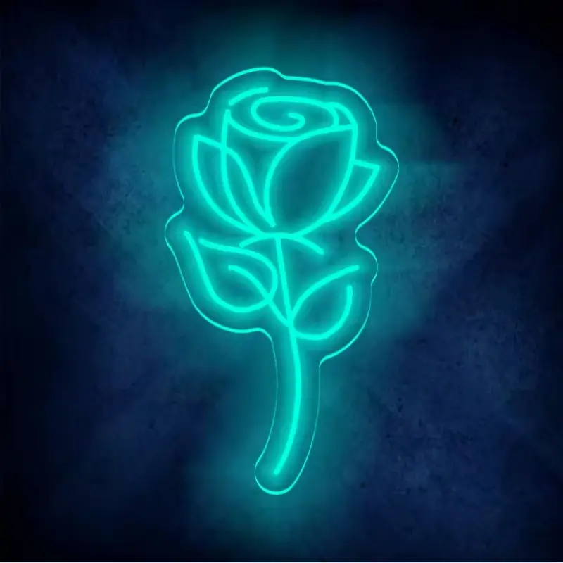 घर की सजावट के लिए गुलाब के फूल एलईडी नियॉन साइन्स, बेडरूम की रोशनी के लिए प्रबुद्ध दीवार कला