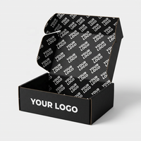 Boîte d'emballage noire de marque en carton ondulé avec logo intérieur pour ensemble cadeau de vêtements et expédition de détail pour boutiques