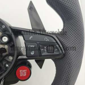 สินค้าใหม่มาแรง พวงมาลัยคาร์บอนไฟเบอร์หุ้มหนังแบบเจาะรู พร้อมไฟ LED สำหรับรถยนต์ออดี้ รุ่น A3 A4 A4L A5 A7L A8 Q5 Q7 B9 A6 R8 - Product Image 3