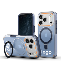 Étui de téléphone de luxe en TPU+PC avec anneau magnétique pliable, double couche antichoc pour 17 16 15 14 Pro Max